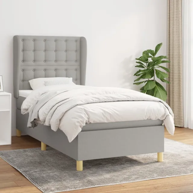 Sommier à lattes de lit avec matelas Gris clair 90x200 cm Tissu