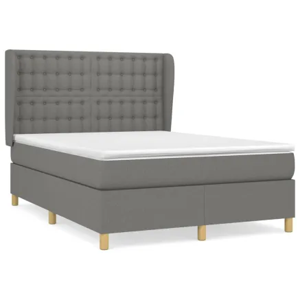 Sommier à lattes de lit avec matelas Gris foncé 140x190cm Tissu 2
