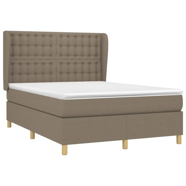 Sommier à lattes de lit avec matelas Taupe 140x190 cm Tissu
