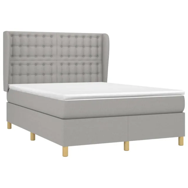 Sommier à lattes de lit avec matelas Gris clair 140x200cm Tissu