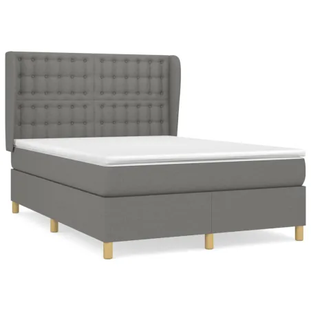 Sommier à lattes de lit avec matelas Gris foncé 140x200cm Tissu