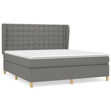 Sommier à lattes de lit avec matelas Gris foncé 160x200cm Tissu 2