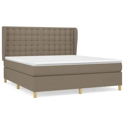 Sommier à lattes de lit avec matelas Taupe 160x200 cm Tissu 2