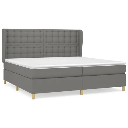 Sommier à lattes de lit avec matelas Gris foncé 200x200cm Tissu 2