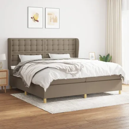 Sommier à lattes de lit avec matelas Taupe 200x200 cm Tissu