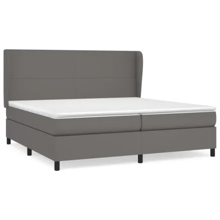 Sommier à lattes de lit avec matelas Gris 200x200 cm Similicuir 2