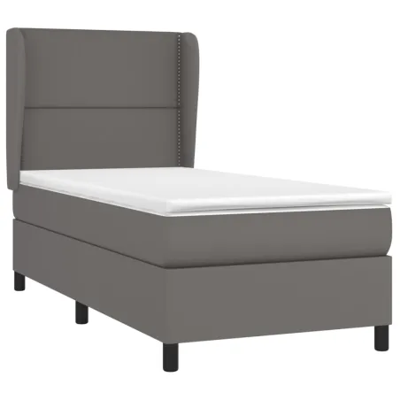 Sommier à lattes de lit avec matelas Gris 80x200 cm Similicuir