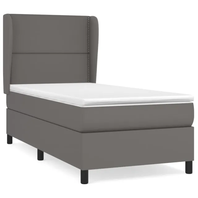 Sommier à lattes de lit avec matelas Gris 90x200 cm Similicuir