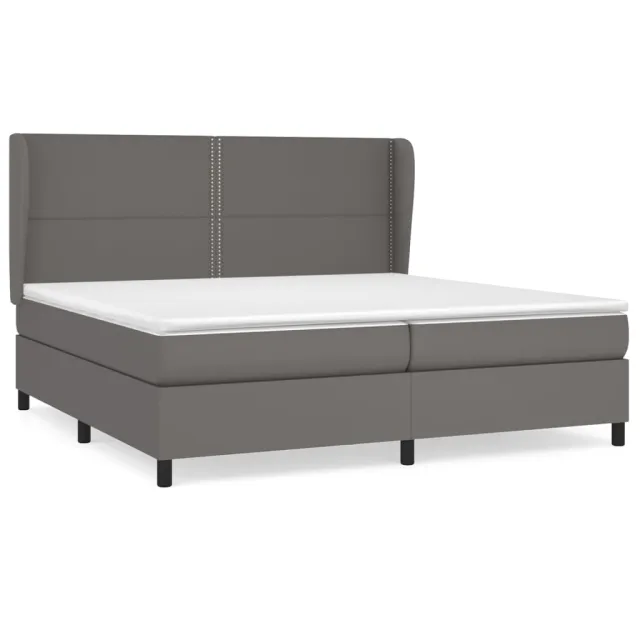 Sommier à lattes de lit avec matelas Gris 200x200 cm Similicuir