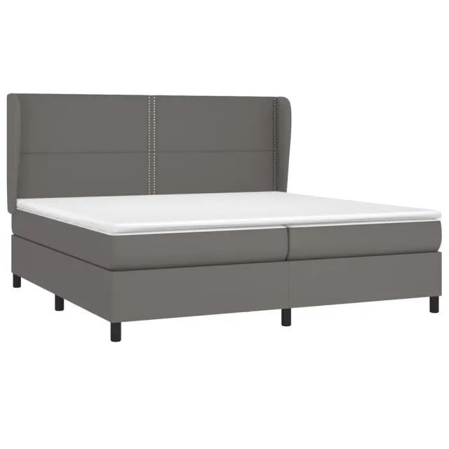 Sommier à lattes de lit avec matelas Gris 200x200 cm Similicuir