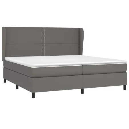 Sommier à lattes de lit avec matelas Gris 200x200 cm Similicuir