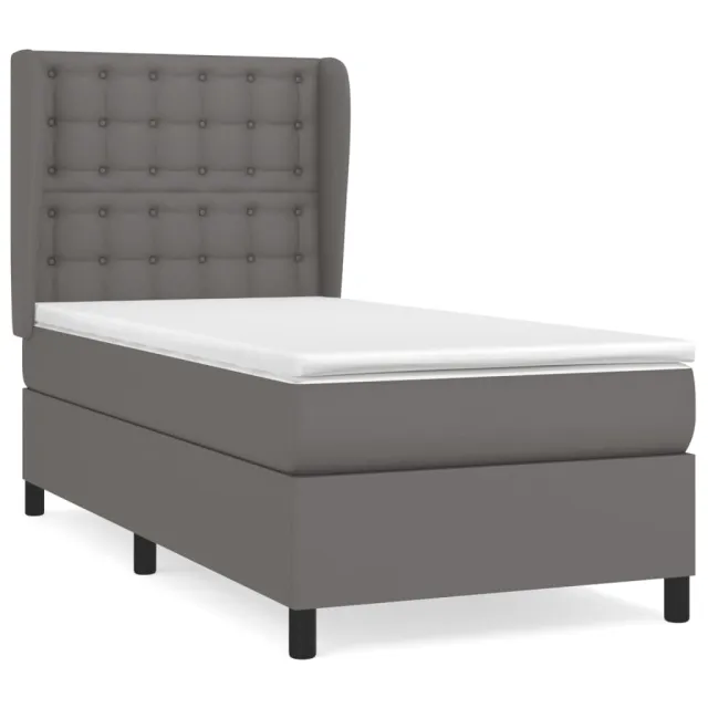 Sommier à lattes de lit avec matelas Gris 80x200 cm Similicuir