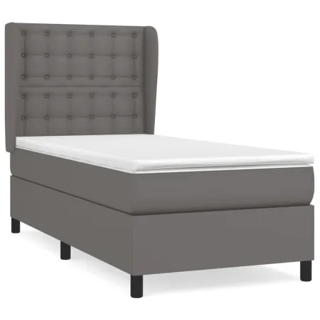 Sommier à lattes de lit avec matelas Gris 80x200 cm Similicuir