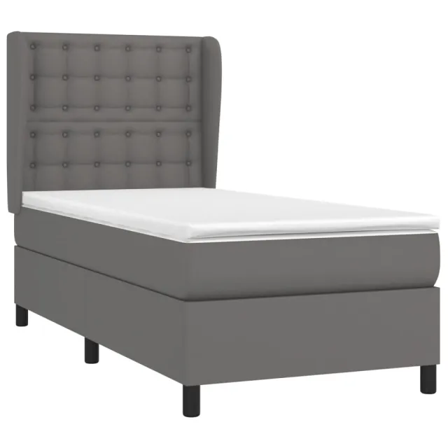 Sommier à lattes de lit avec matelas Gris 80x200 cm Similicuir