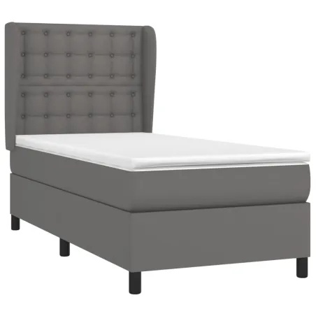 Sommier à lattes de lit avec matelas Gris 80x200 cm Similicuir