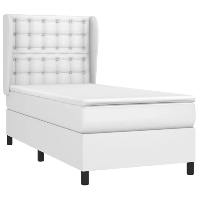 Sommier à lattes de lit avec matelas Blanc 90x190 cm Similicuir