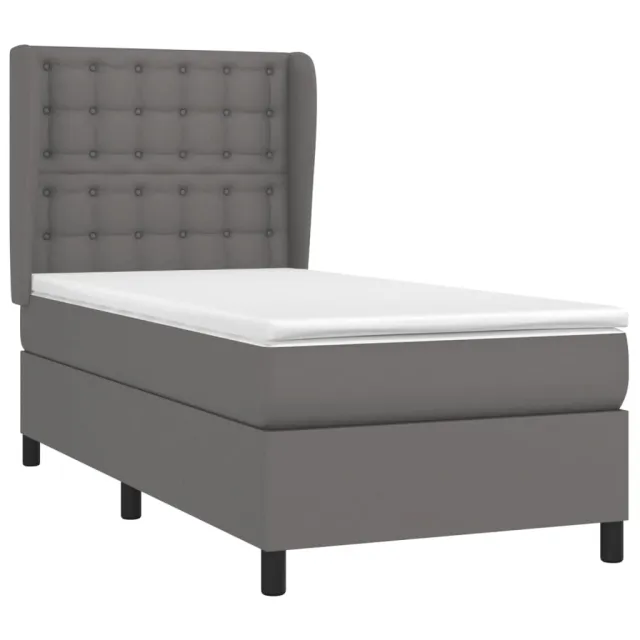 Sommier à lattes de lit avec matelas Gris 90x200 cm Similicuir