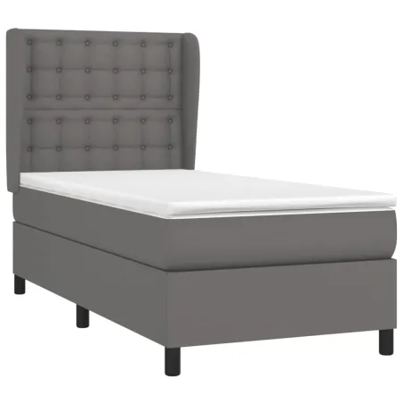 Sommier à lattes de lit avec matelas Gris 90x200 cm Similicuir