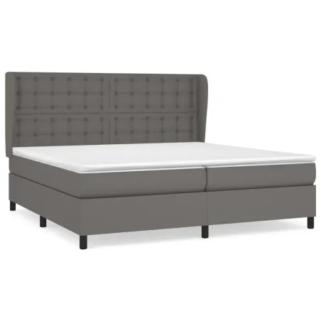 Sommier à lattes de lit avec matelas Gris 200x200 cm Similicuir