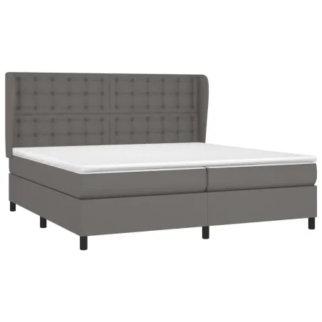 Sommier à lattes de lit avec matelas Gris 200x200 cm Similicuir