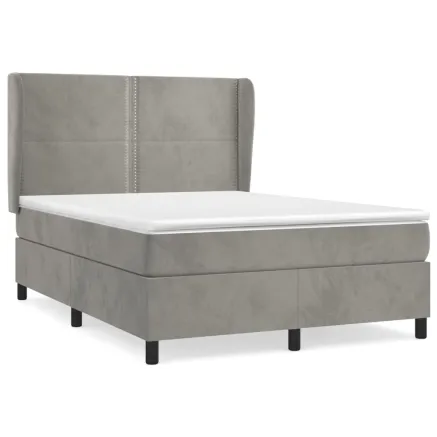 Sommier à lattes de lit et matelas Gris clair 140x190cm Velours 2