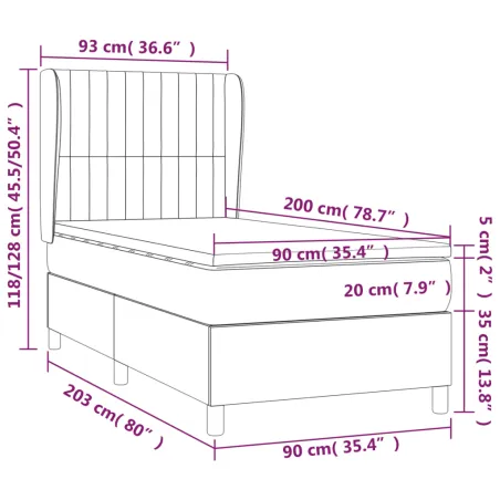 Sommier à lattes de lit avec matelas Rose 90x200 cm Velours