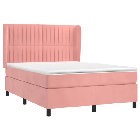 Sommier à lattes de lit avec matelas Rose 140x190 cm Velours