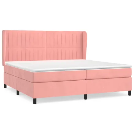 Sommier à lattes de lit avec matelas Rose 200x200 cm Velours 2