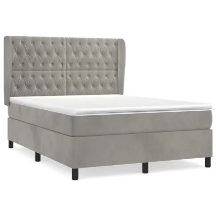 Sommier à lattes de lit et matelas Gris clair 140x190cm Velours 2