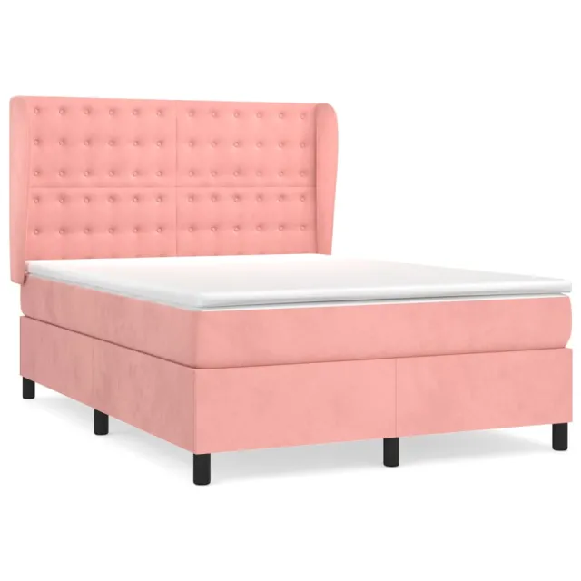 Sommier à lattes de lit avec matelas Rose 140x190 cm Velours