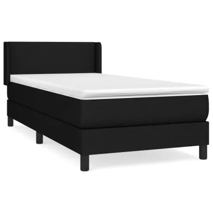 Sommier à lattes de lit avec matelas Noir 90x200 cm Tissu 2
