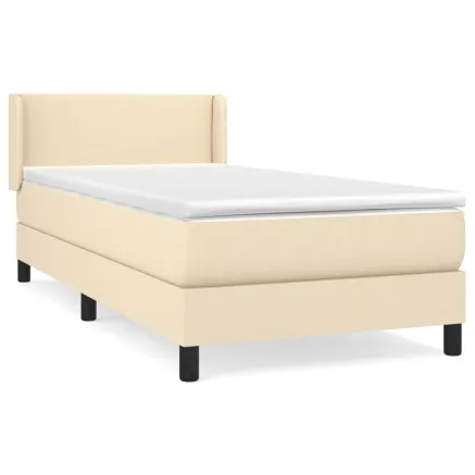 Sommier à lattes de lit avec matelas Crème 90x200 cm Tissu 2