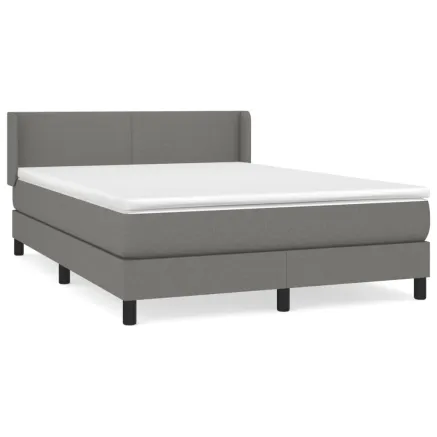 Sommier à lattes de lit avec matelas Gris foncé 140x190cm Tissu 2