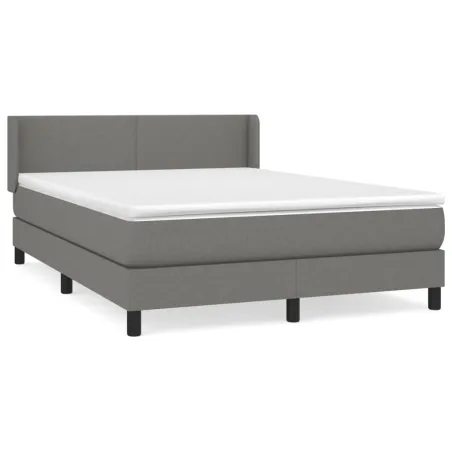 Sommier à lattes de lit avec matelas Gris foncé 140x190cm Tissu