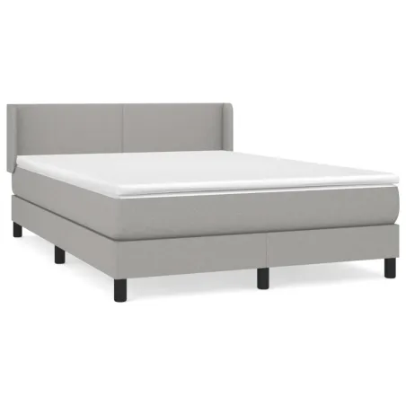 Sommier à lattes de lit avec matelas Gris clair 140x200cm Tissu