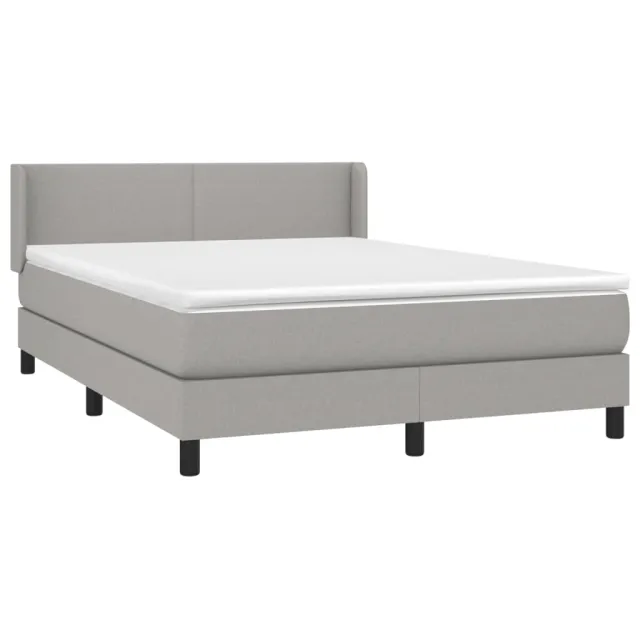 Sommier à lattes de lit avec matelas Gris clair 140x200cm Tissu