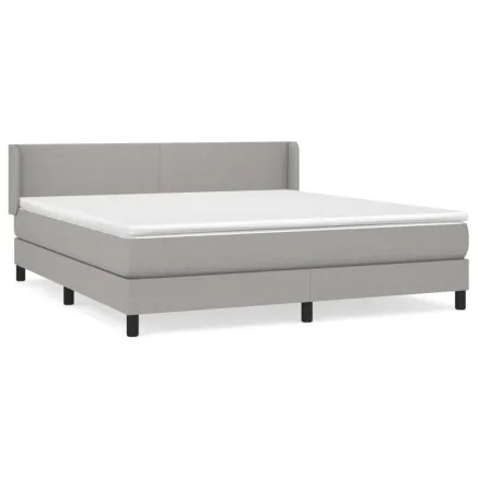 Sommier à lattes de lit avec matelas Gris clair 160x200cm Tissu 2