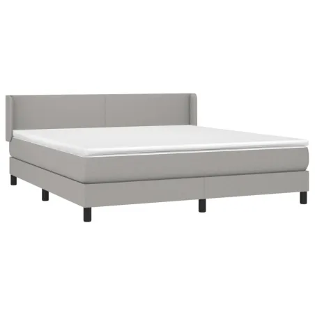 Sommier à lattes de lit avec matelas Gris clair 180x200cm Tissu