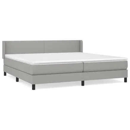 Sommier à lattes de lit avec matelas Gris clair 200x200cm Tissu 2