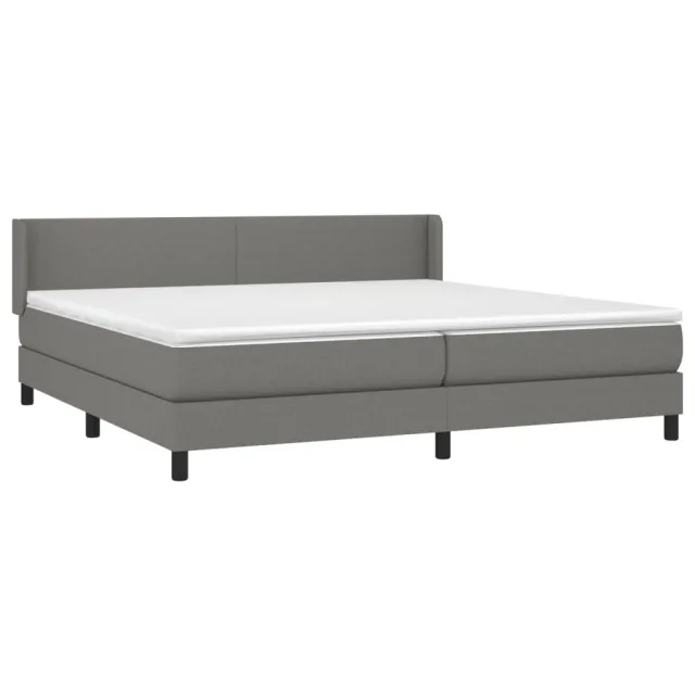 Sommier à lattes de lit avec matelas Gris foncé 200x200cm Tissu