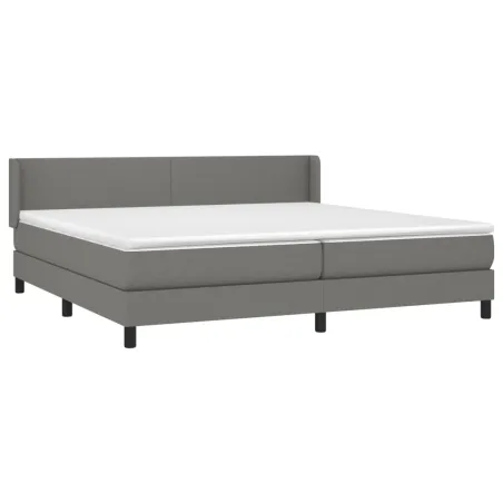 Sommier à lattes de lit avec matelas Gris foncé 200x200cm Tissu