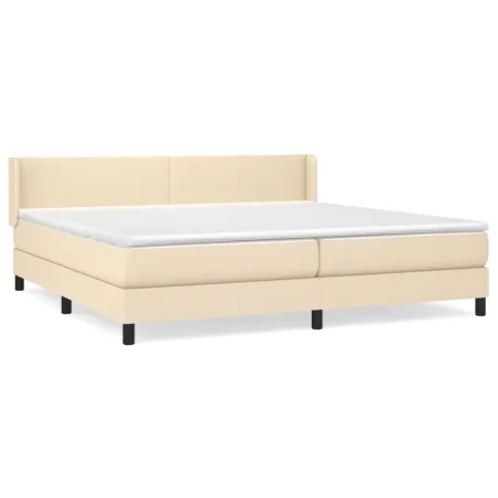 Sommier à lattes de lit avec matelas Crème 200x200 cm Tissu
