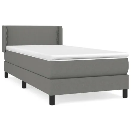 Sommier à lattes de lit avec matelas Gris foncé 90x200 cm Tissu 2