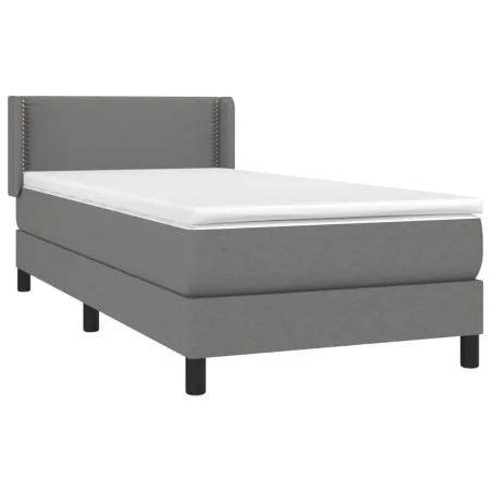 Sommier à lattes de lit avec matelas Gris foncé 100x200cm Tissu