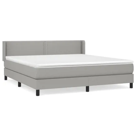 Sommier à lattes de lit avec matelas Gris clair 180x200cm Tissu 2