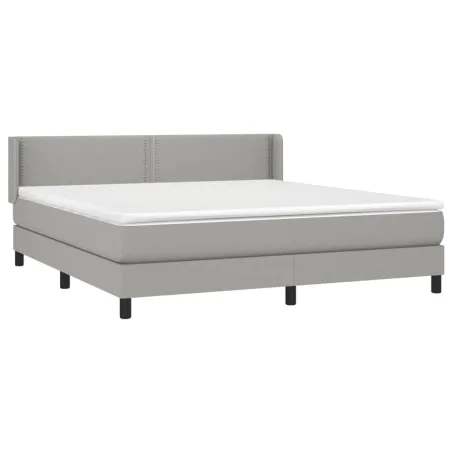 Sommier à lattes de lit avec matelas Gris clair 180x200cm Tissu