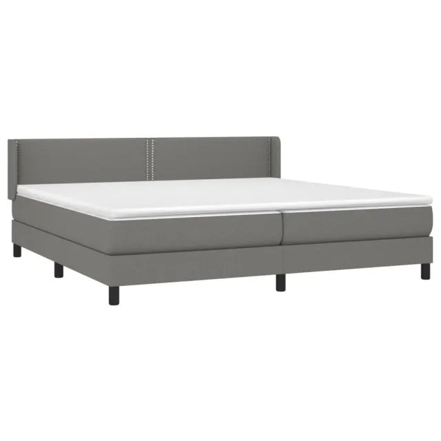 Sommier à lattes de lit avec matelas Gris foncé 200x200cm Tissu