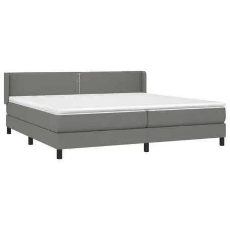 Sommier à lattes de lit avec matelas Gris foncé 200x200cm Tissu