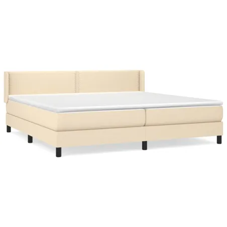 Sommier à lattes de lit avec matelas Crème 200x200 cm Tissu
