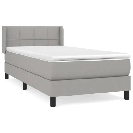 Sommier à lattes de lit avec matelas Gris clair 100x200cm Tissu 2